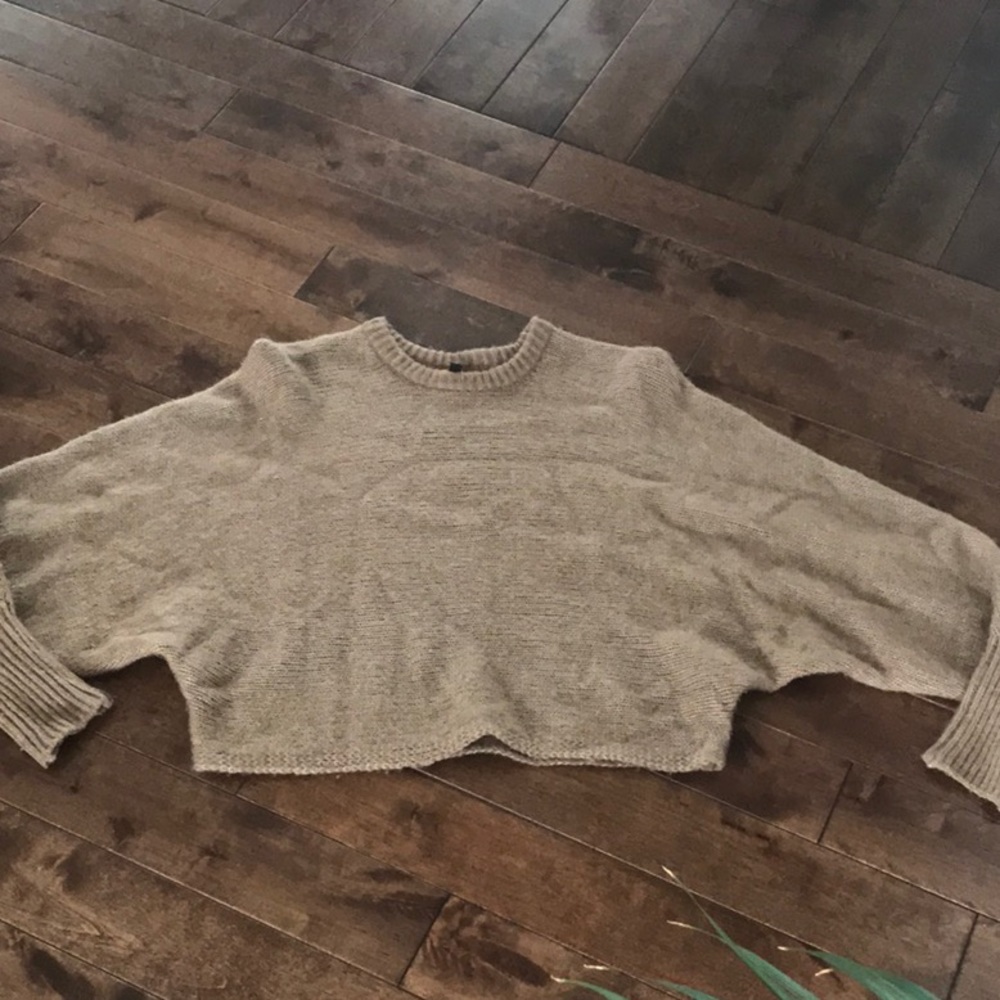 Dynamite Cropped Sweater- Brown- Size S